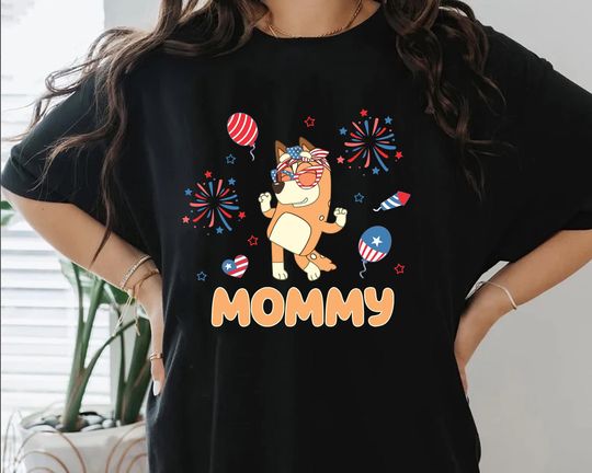 Retro BlueyDad Mom 4th of July shirt, BlueyDad Family Matching shirt