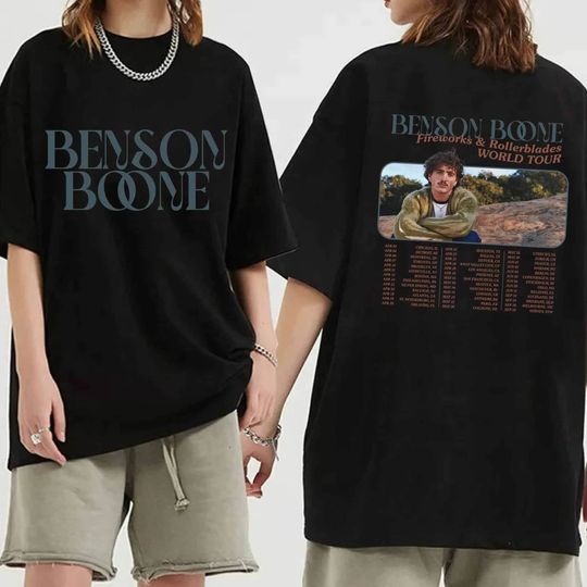 Benson Boone Fireworks and Rollerblades 2024 World Tour Shirt, Benson Boone Beautiful Things Shirt, Benson Boone Fan Gifts, Music Tour