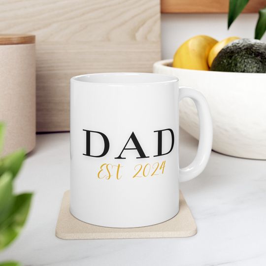 Custom Dad Established Date Coffee Mug, New Dad Gift, Father's Day Mug