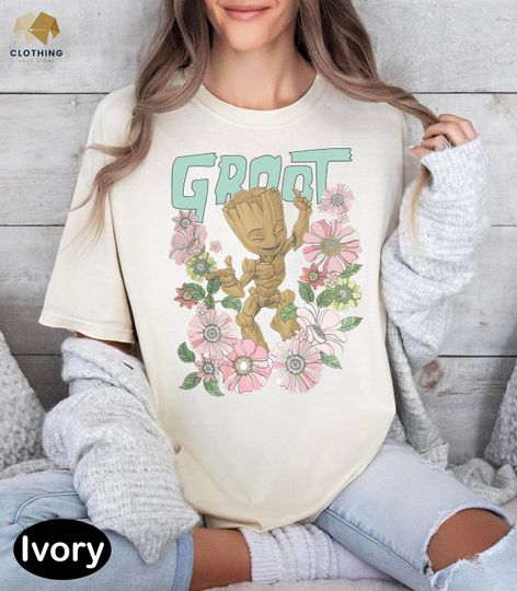 Retro Groot Floral Shirt, Guardians Of The Galaxy Shirt, I Am Groot T Shirt