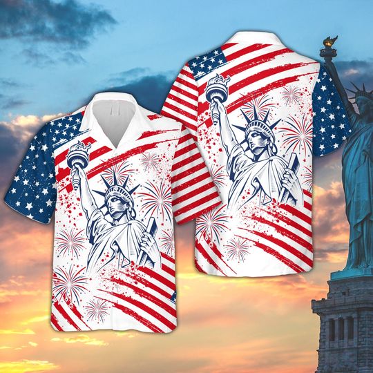 Statue Of Liberty 4th Of July Hawaiian Shirt, Independence Day Button Down Shirt