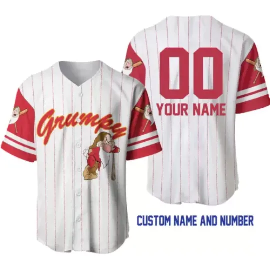 Personalized Grumpy Snow White and the Seven Dwarfs Baseball Jersey Shirt