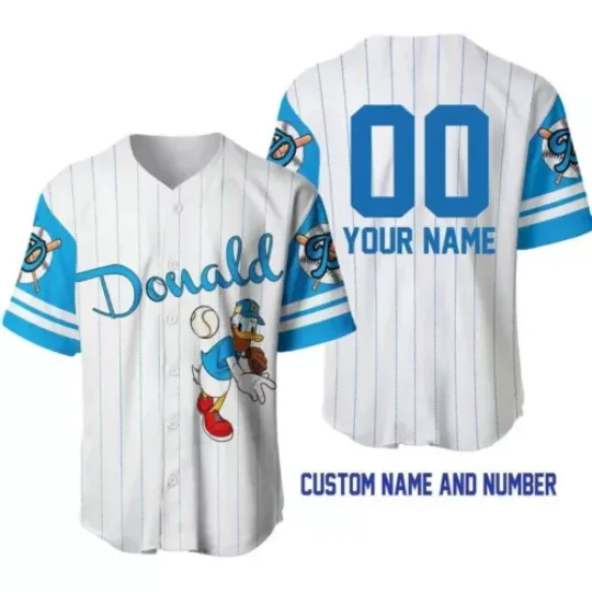 Personalized Donald Duck Baseball Jersey Button Down Shirt