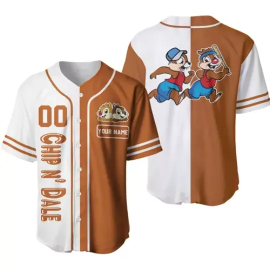 Personalized Chip and Dale Baseball Jersey Button Down Shirt