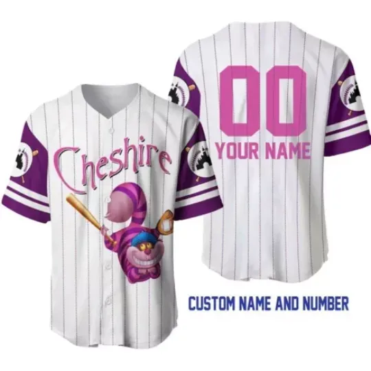 Personalized Cheshire Cat Alice's Adventures in Wonderland Baseball Jersey Shirt