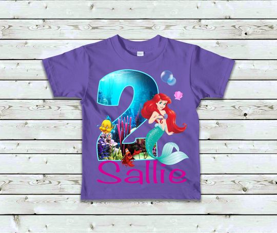 Little Mermaid Birthday Shirt - Princess Ariel Shirt - Ariel Name Shirt
