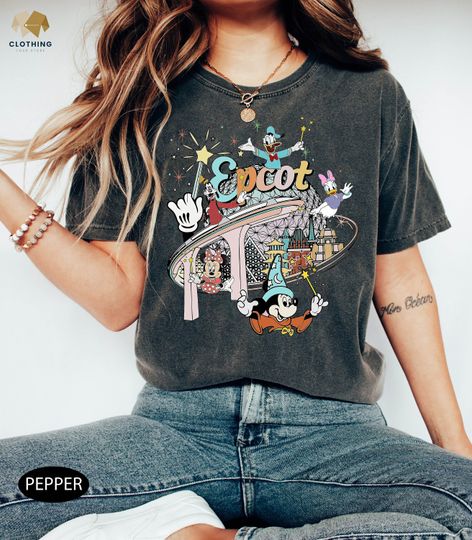 Disney Epcot Shirt, Vintage Epcot 1982 Shirt, Vintage Disney Shirt, Mickey And Friends