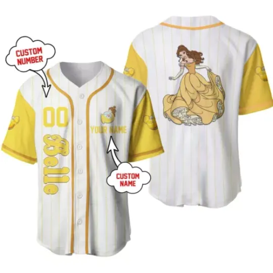 Personalized Belle Princess Beauty And The Beast Baseball Jersey Shirt