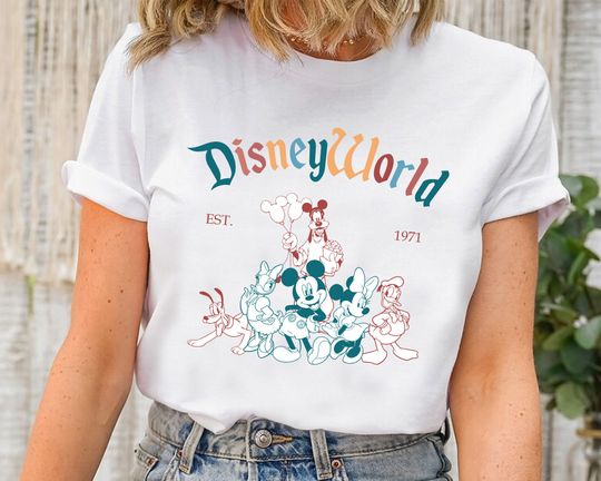 Discover Retro Mickey And Friends Disneyworld Est 1971 T-shirt