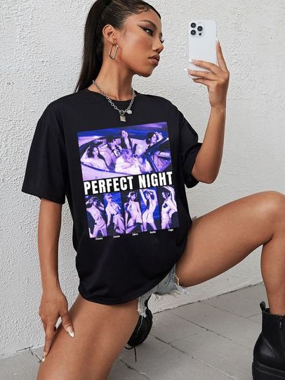 Le Sserafim Perfect Night Album Shirt, Le Sserafim Kpop Vintage Shirt, Le Sserafim Vintage Chaewon, Yunjin, Kazuha, Eunchae, Sakura Shirt