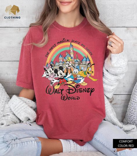 Vintage Retro Walt Disney World The Most Magical Place On Earth Shirt, Mickey And Friends, Disney 2024, Disneyland Castle