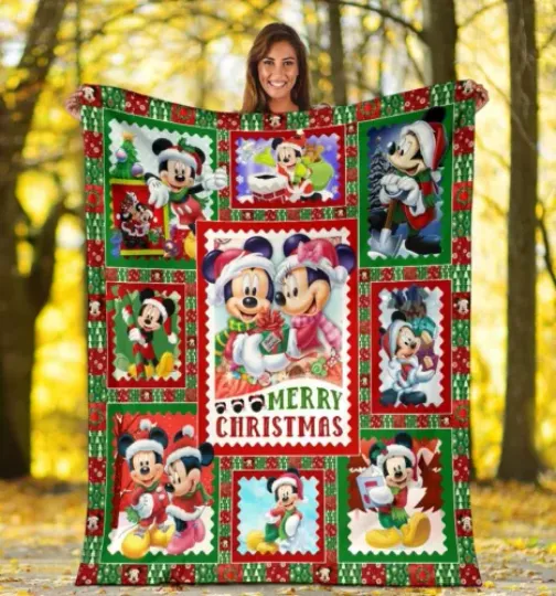 Disney Mickey Mouse Fleece Blanket, Mickey Christmas Fleece Blanket Soft Cozy