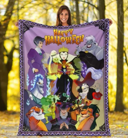 Disney Villains Maleficent Ursula Jafar Cruella de Vil Evil Queen Fleece Blanket