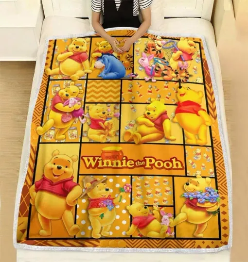 Disney Pooh Bear Fleece Blanket, Winnie The Pooh Fleece Blanket Soft And Cozy
