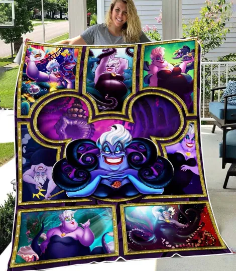 Ursula The Little Mermaid Fleece Blanket, Disney Villain Cartoon Fleece Blanket