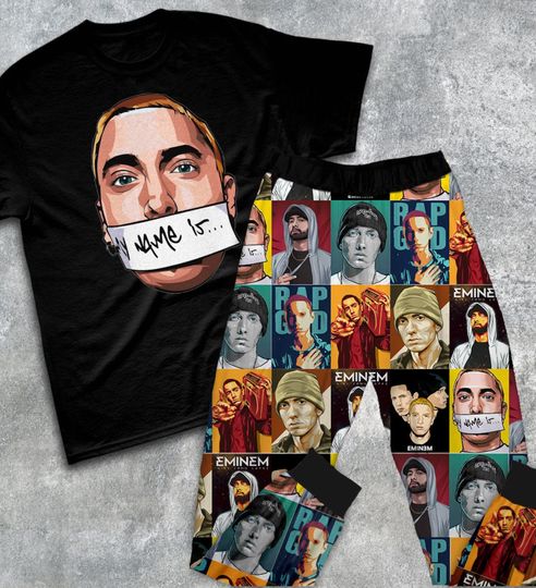 Eminem Rapper Pajamas, Eminem Pajamas Set, Eminem Holiday Pajamas, Eminem Pajamas