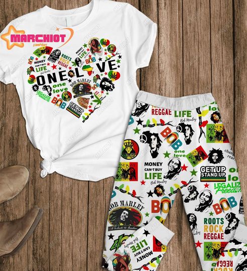 Bob Marley Pajamas Set, Bob Marley Gift, One Love Shirt, Music Legend Gift