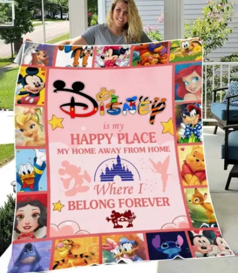 Disney Mickey Friends My Happy Place Fleece Blanket Disney Movies Fleece Blanket