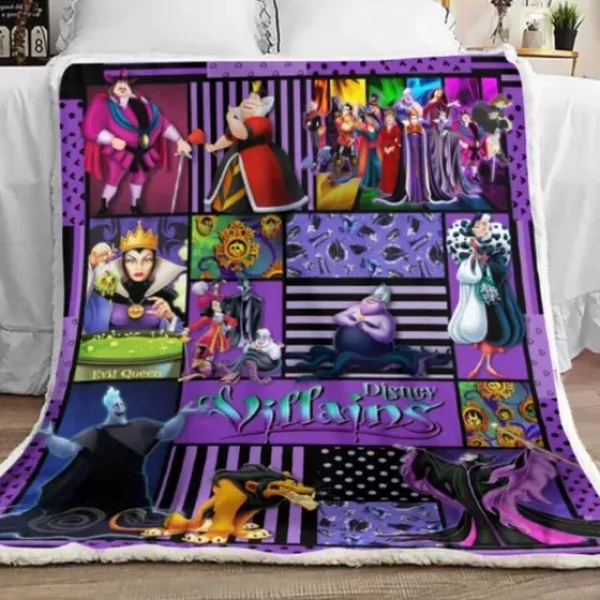 Disney Villains Maleficent Ursula Jafar Cruella de Vil Evil Queen Fleece Blanket
