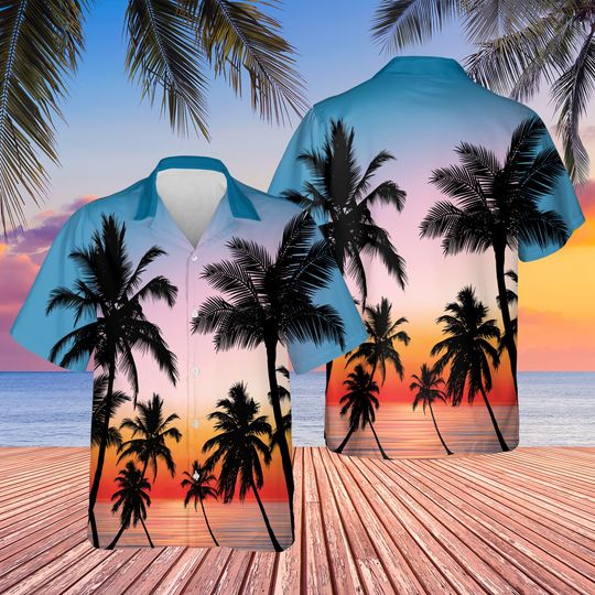 Sunset Beach Hawaiian Shirt, Sunset Lover Shirt, Sunset Summer Shirt