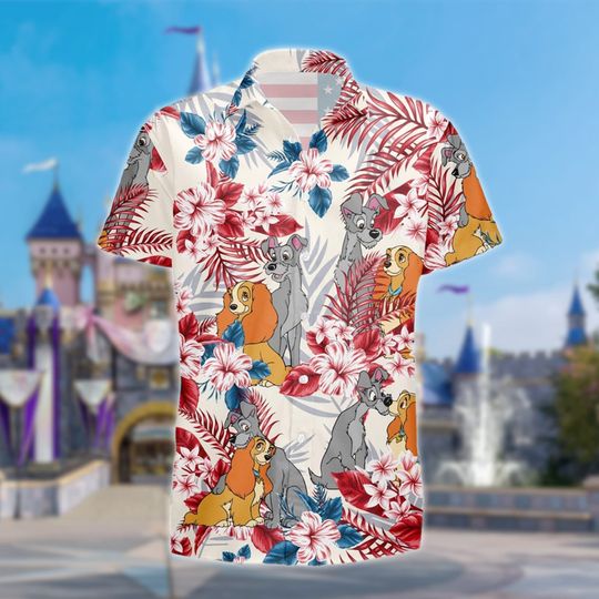 Lady & The Tramp Dogs 4th July Independence Day Hawaiian Shirt