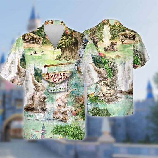Jungle Cruise Button Up Unisex Shirt, Family Group Park Hawaii