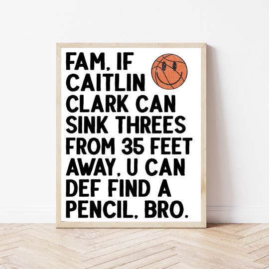 High School Classroom Wall Art Decor, Caitlin Clark Poster