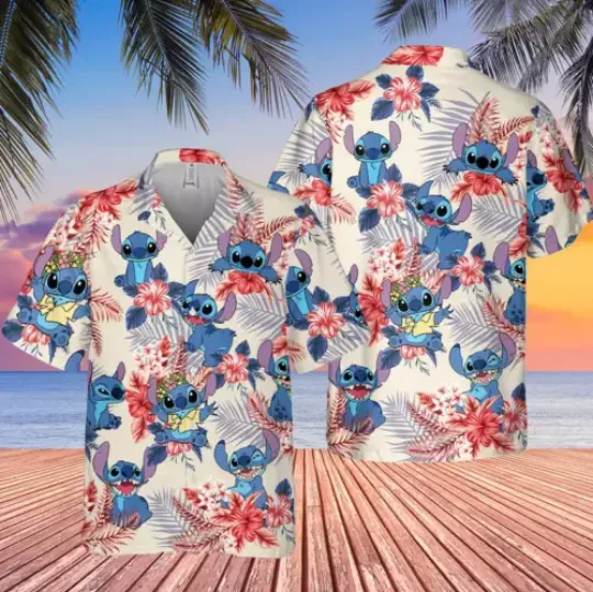 Stitch Hawaiian Shirt, Summer Vacation Aloha Shirt, Funny Stitch Beach Shirt