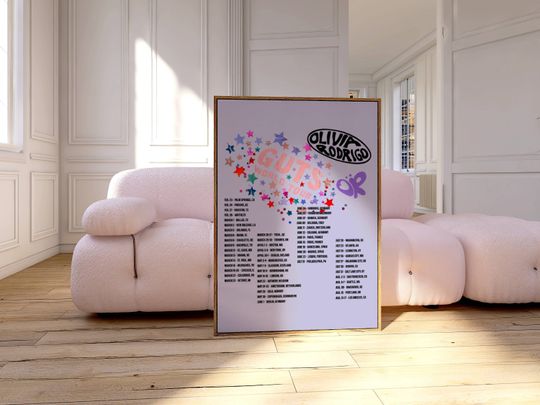 Olivia Rodrigo GUTS tour poster | Olivia Rodrigo y2k wall art | Guts album merch | Gift for Olivia Rodrigo fan
