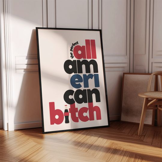 All American Bitch Print Olivia Rodrigo Poster Guts Room Decor Printable Wall Art Song Lyrics Music Digital Artwork Retro Typography Print