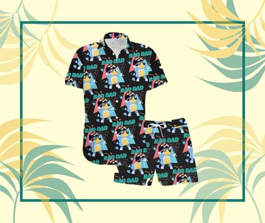Blue Rad Dad BlueyDad Hawaiian Shirt, Bandit Heeler Hawaiian Shirt