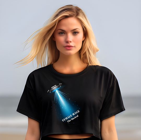 Women Cropped T-Shirt, Black T shirt, Female Rage