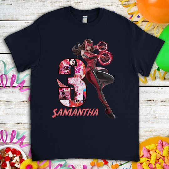 Scarlet Witch Avengers Superhero Birthday Gift For Son Daughter, Funny Custom Family Birthday T-Shirt