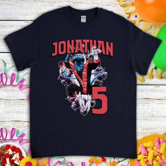 Nightcrawler X-Men Superhero Birthday Gift For Son Daughter, Funny Custom Name Family Birthday T-Shirt