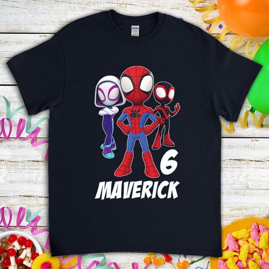 Spider-man Marvel Spidey Amazing Friends Birthday Gift For Son Daughter, Funny Custom Name Birthday T-Shirt