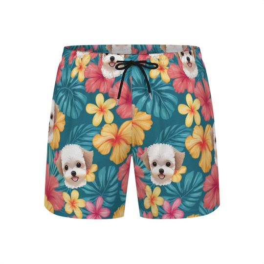 Hawaiian shorts puppy dog theme mens bermuda
