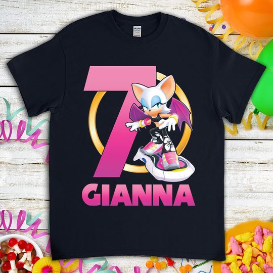 Sonic The Hedgehog Rouge The Bat Birthday Gift For Son Daughter Funny Custom Name Unisex T-Shirt