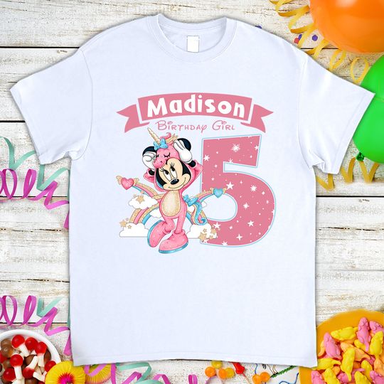 Disney Minnie Mouse Personalized Birthday Gift Tshirt, Cute Custom Name Family Birthday T-shirt