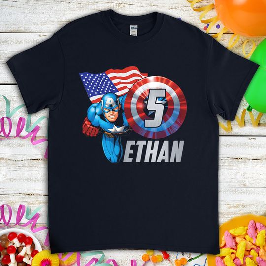 Captain America Vintage Comic Birthday Gift For Son Daughter Funny Custom Name Unisex T-Shirt