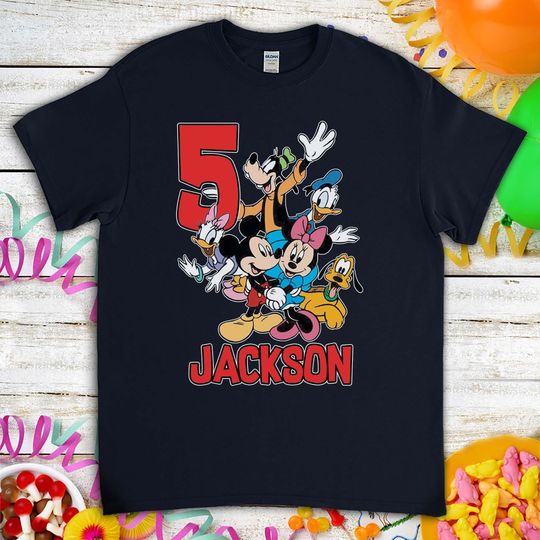 Goofy Mickey Mouse Donald Duck Personalized Birthday Gift Tshirt For Son Daughter, Custom Name Family T-shirt