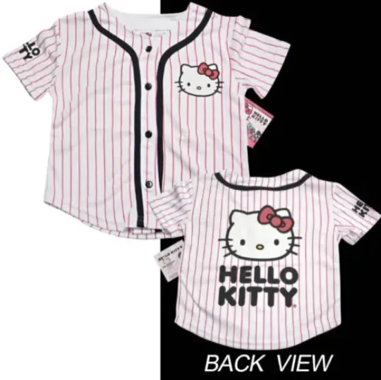 Sanrio Hello Kitty Logo PinStripe Baseball Girl Jersey