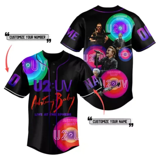 Personalized U2 Band Achtung Baby Live at Sphere Las Vegas Baseball Jersey Shirt