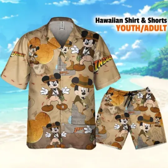Disneyland Mickey Mouse Indiana Jones Adventure, Mickey Hawaii Shirt Disney Gift