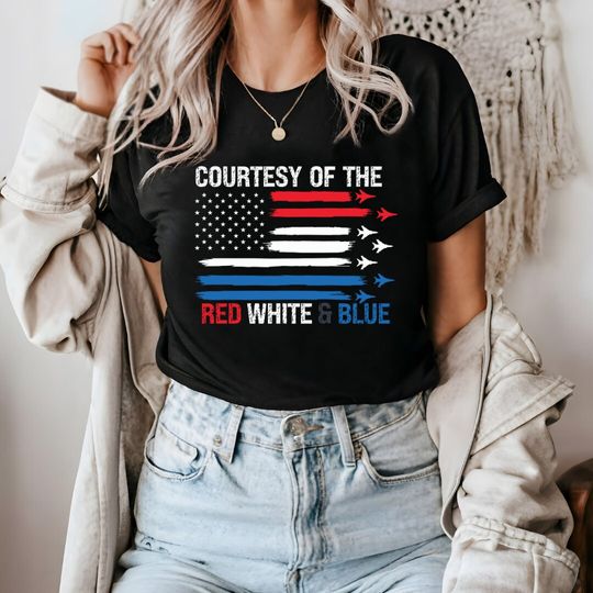 Women's "Courtesy of the Red White and Blue" relaxed fit T-shirt