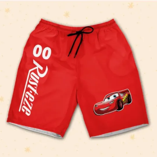 Personalize Lightning Mcqueen Racing champion Speed Red White Shorts JS Custom
