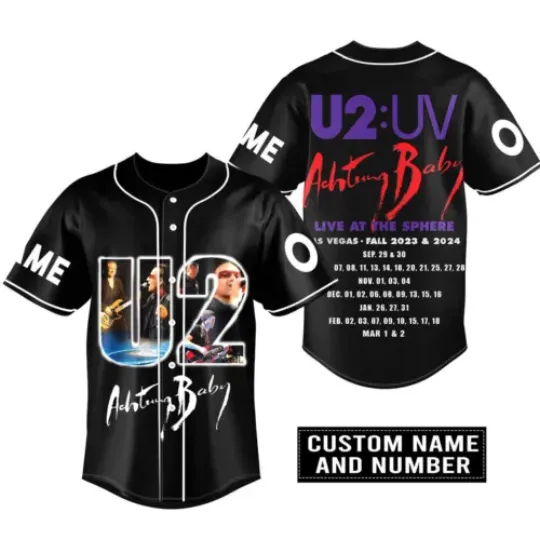Personalized U2 UV Achtung Baby Live At The Sphere 2024 Baseball Jersey Shirt