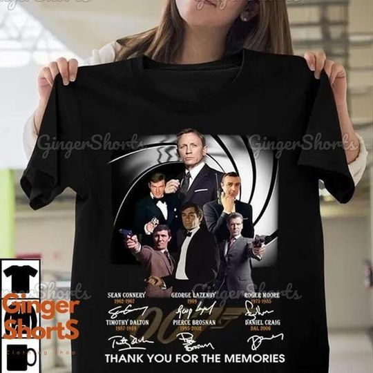 007 James Bond Signatures Movie Shirt, Action Tee, James Bond 007 Unisex Tshirt