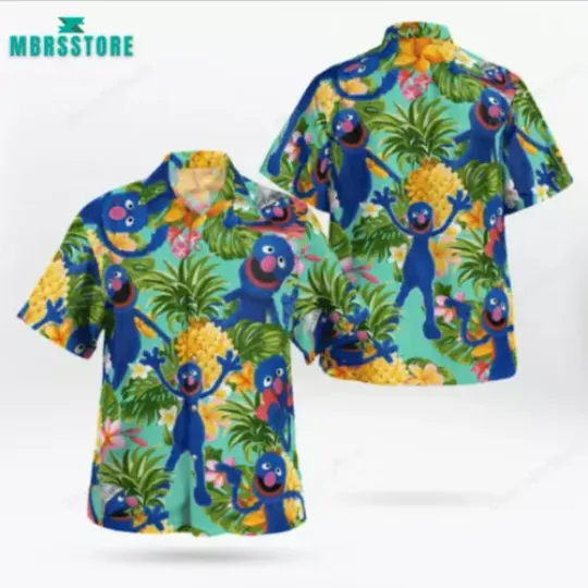 The Muppet Grover Pineapple Tropical 3D HAWAII SHIRT