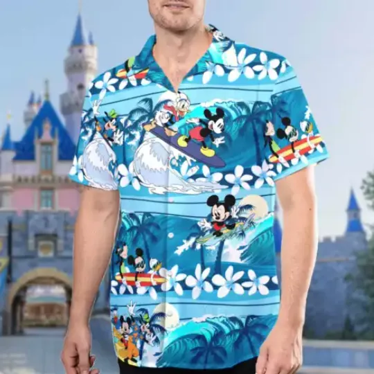 Mickey Surfing With Friends Aloha Summer Vibes Vacation 3D HAWAII SHIRT