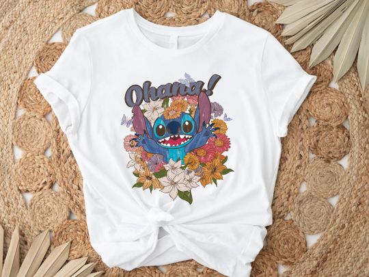 Ohana with Flower Shirt, Ohana Shirt, Stitch Ohana Shirt